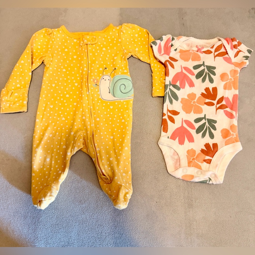 Carter's Yellow Polka Dot Snail Footed One-Piece
